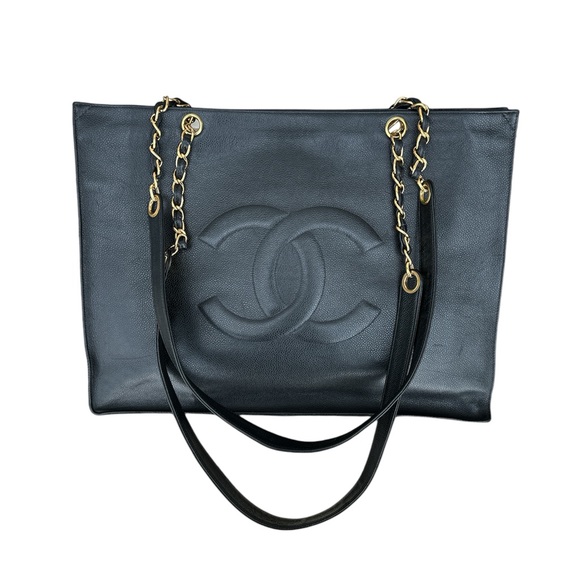 Large CHANEL CC Accordion Timeless Black Iridescent Calfskin Tote - Limited Ed. - Picture 1 of 9